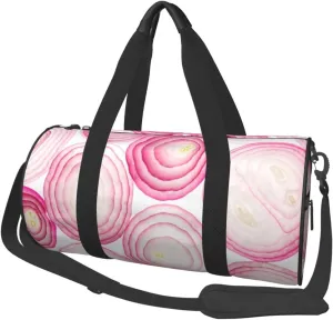 Sliced Pinks Onion Slices Round Travel Duffel Bag Large Capacity Gym Sports Bags for Hiking Vacation Trips
