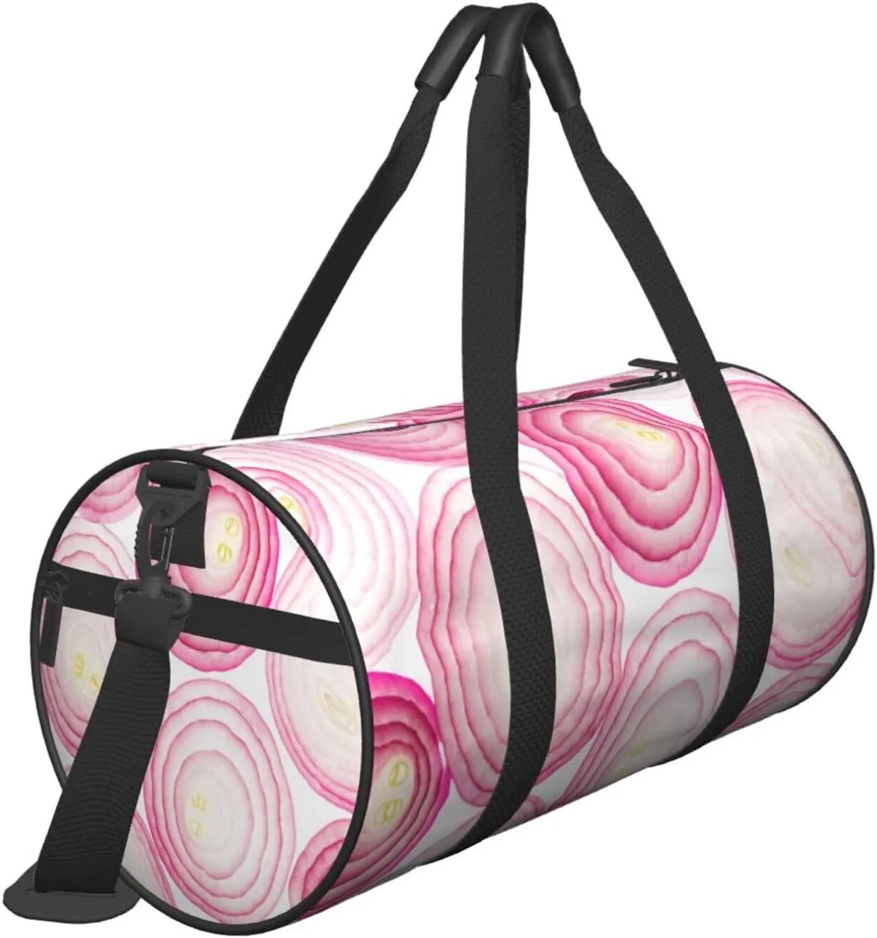Sliced Pinks Onion Slices Round Travel Duffel Bag Large Capacity Gym Sports Bags for Hiking Vacation Trips