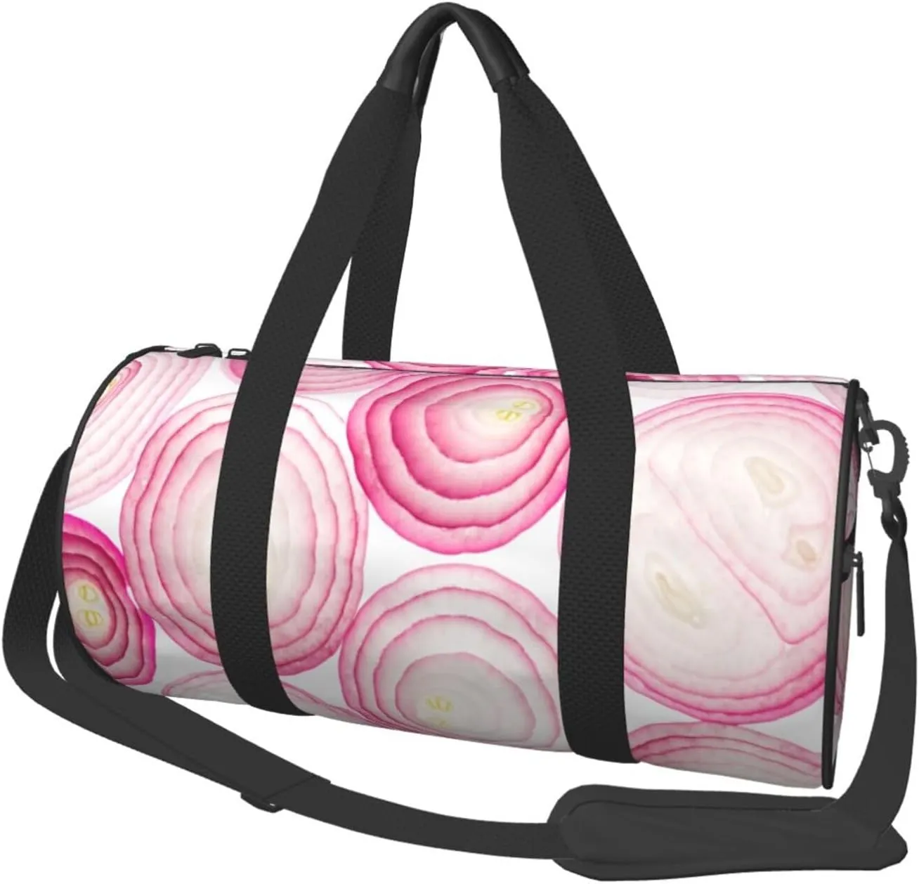 Sliced Pinks Onion Slices Round Travel Duffel Bag Large Capacity Gym Sports Bags for Hiking Vacation Trips