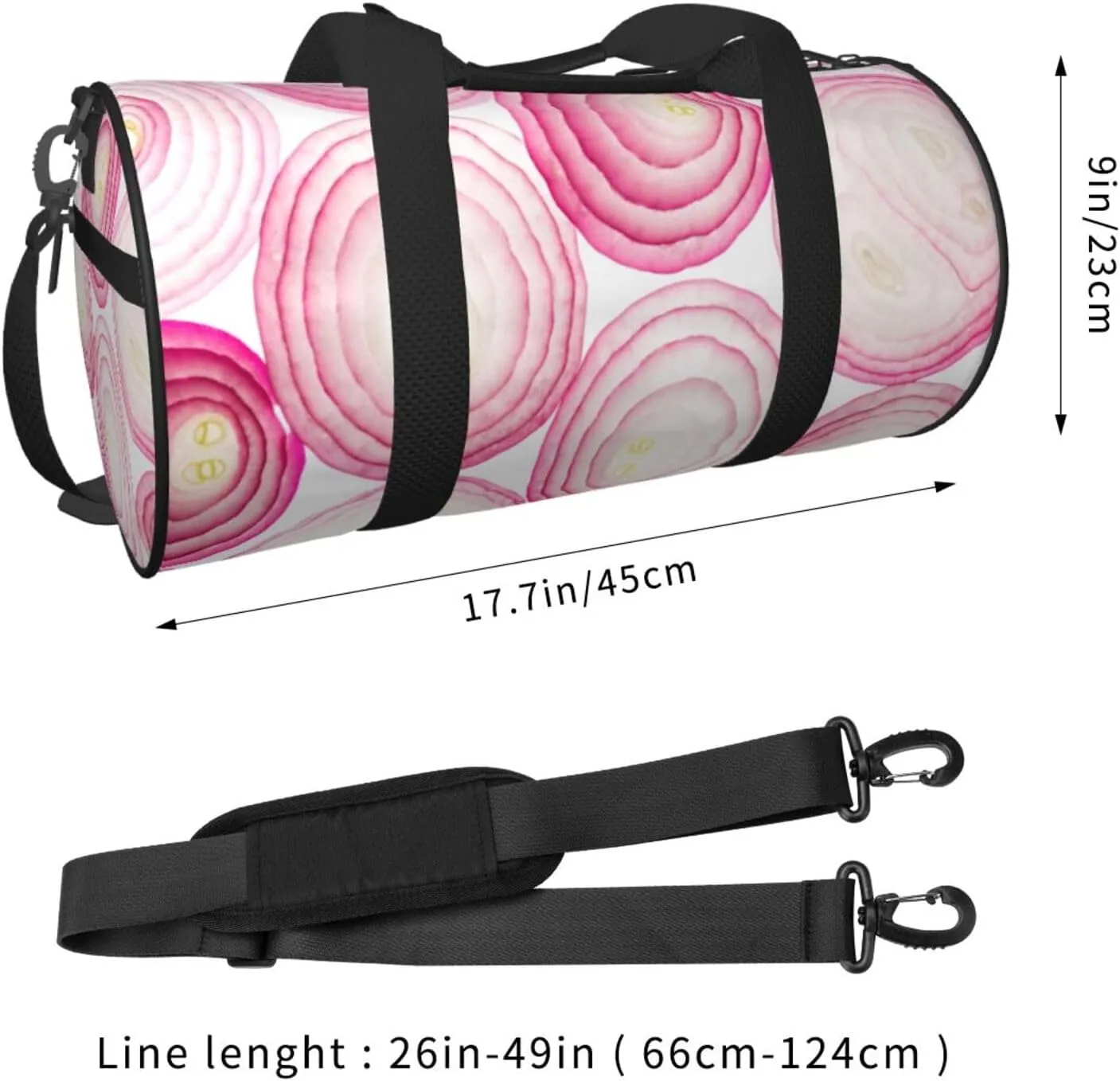 Sliced Pinks Onion Slices Round Travel Duffel Bag Large Capacity Gym Sports Bags for Hiking Vacation Trips