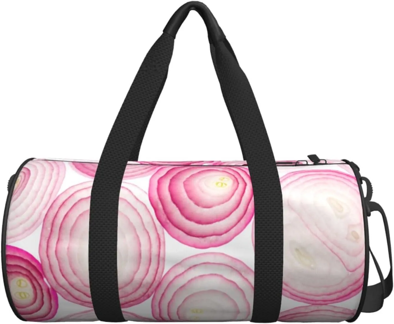 Sliced Pinks Onion Slices Round Travel Duffel Bag Large Capacity Gym Sports Bags for Hiking Vacation Trips