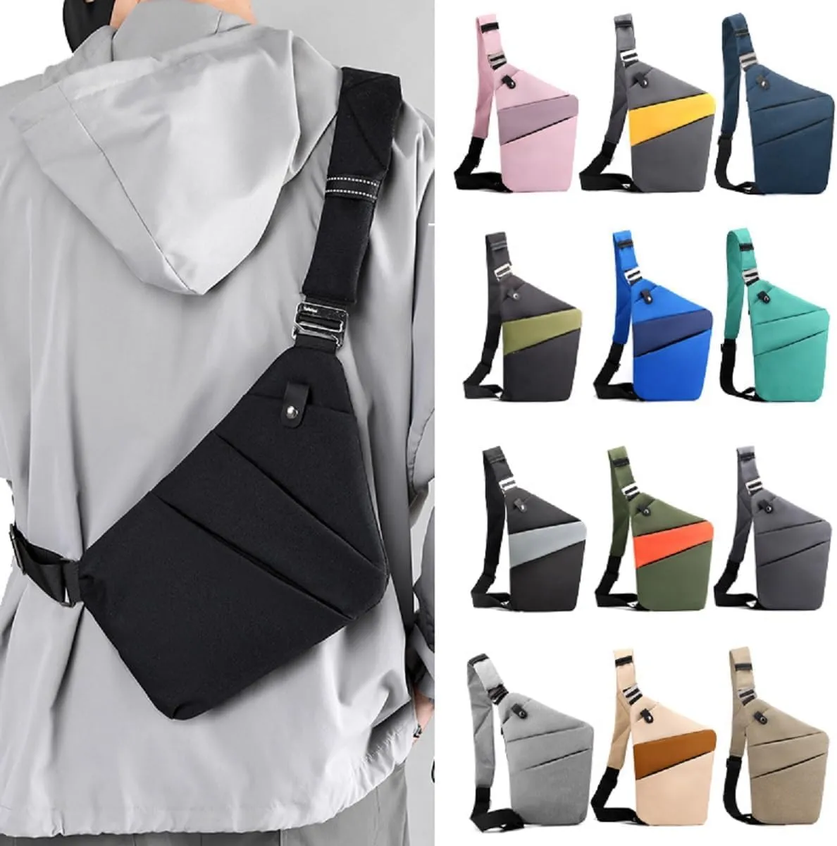 Slim Carry, The Slim Carry Sling Bag, Anti Theft Crossbody Bag, Carry Slim Carry Travel Safe Crossbody Bag (Black Pink)