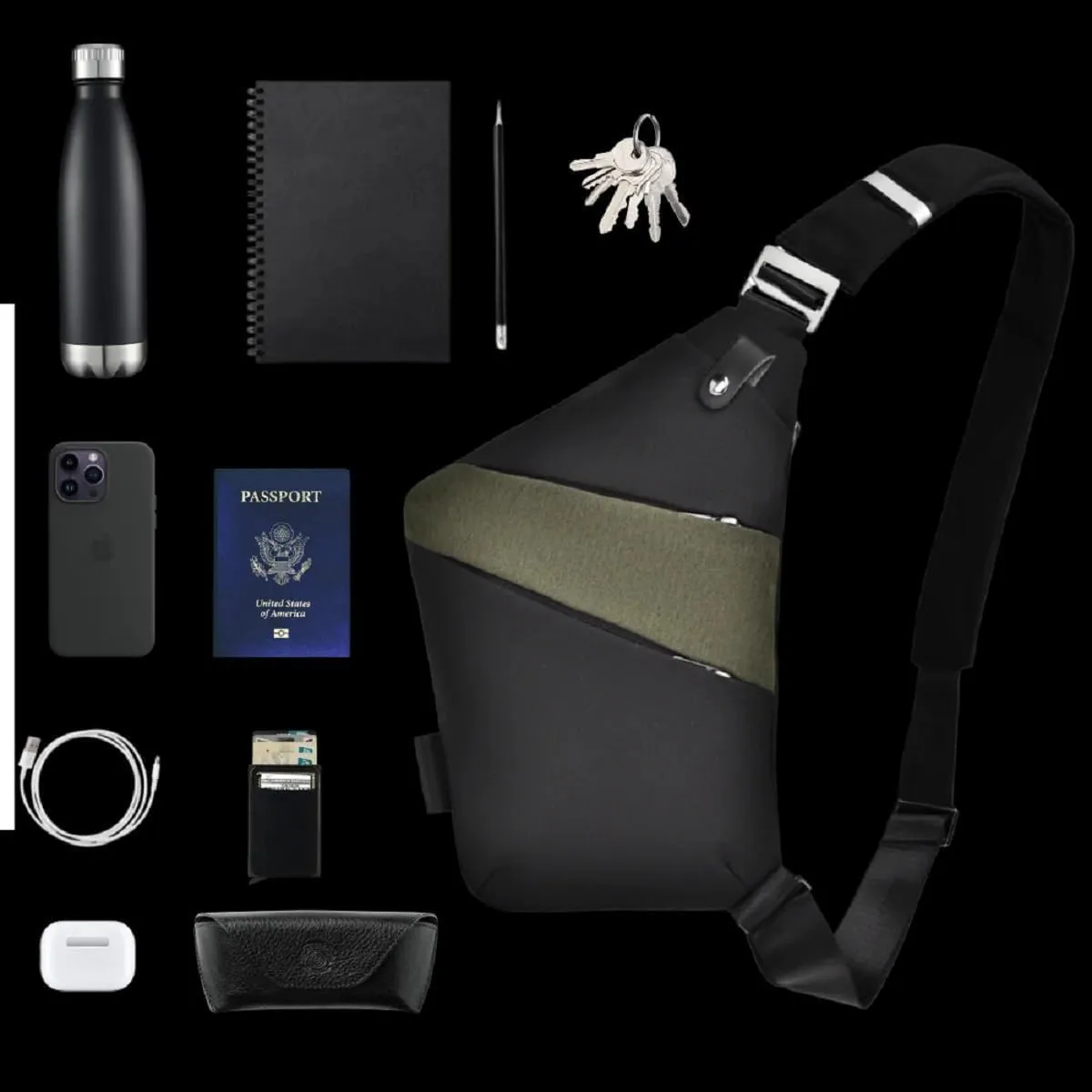 Slim Carry, The Slim Carry Sling Bag, Anti Theft Crossbody Bag, Carry Slim Carry Travel Safe Crossbody Bag (Black Pink)