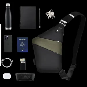 Slim Carry, The Slim Carry Sling Bag, Anti Theft Crossbody Bag, Carry Slim Carry Travel Safe Crossbody Bag (Black Pink)