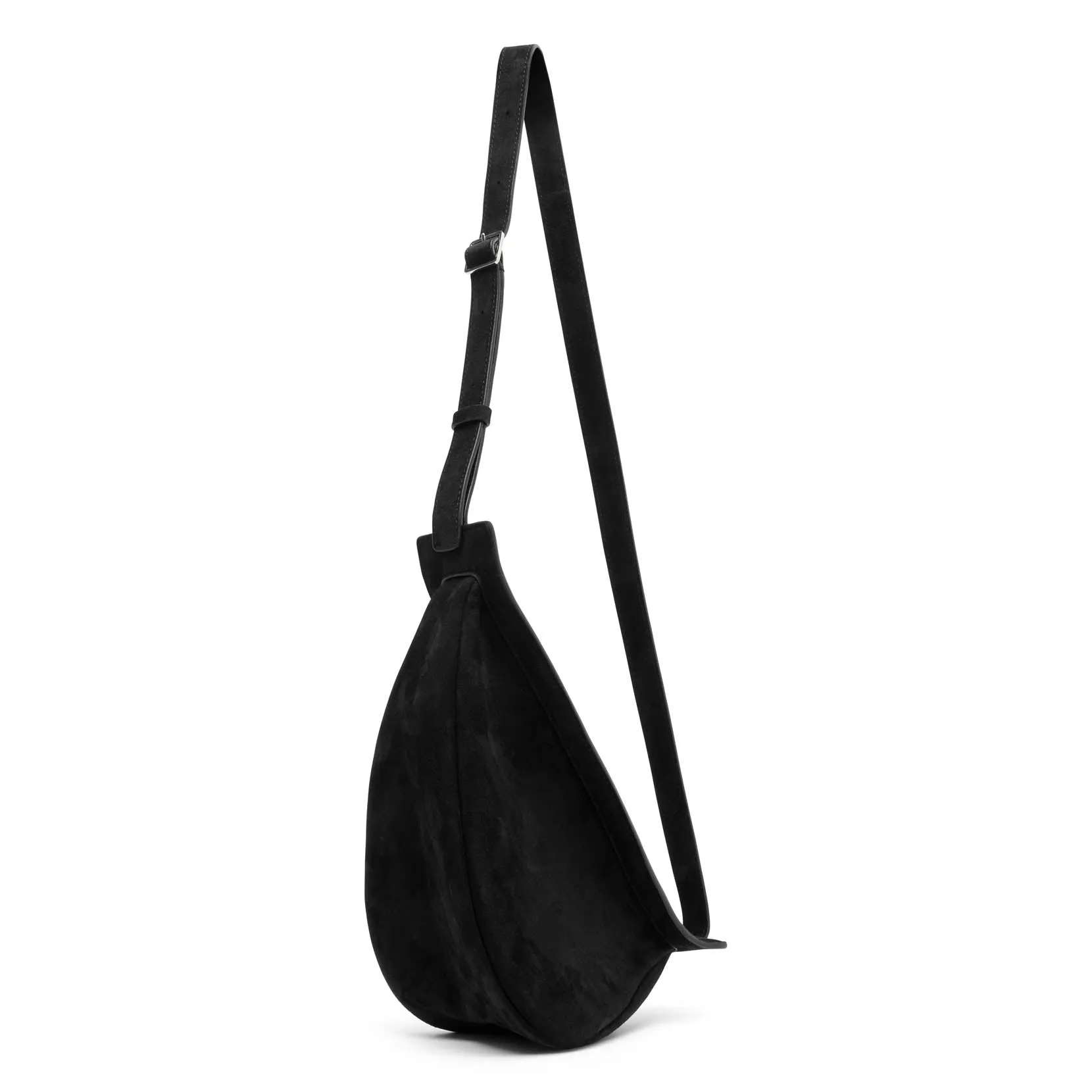 Slouchy banana small black suede shoulder bag