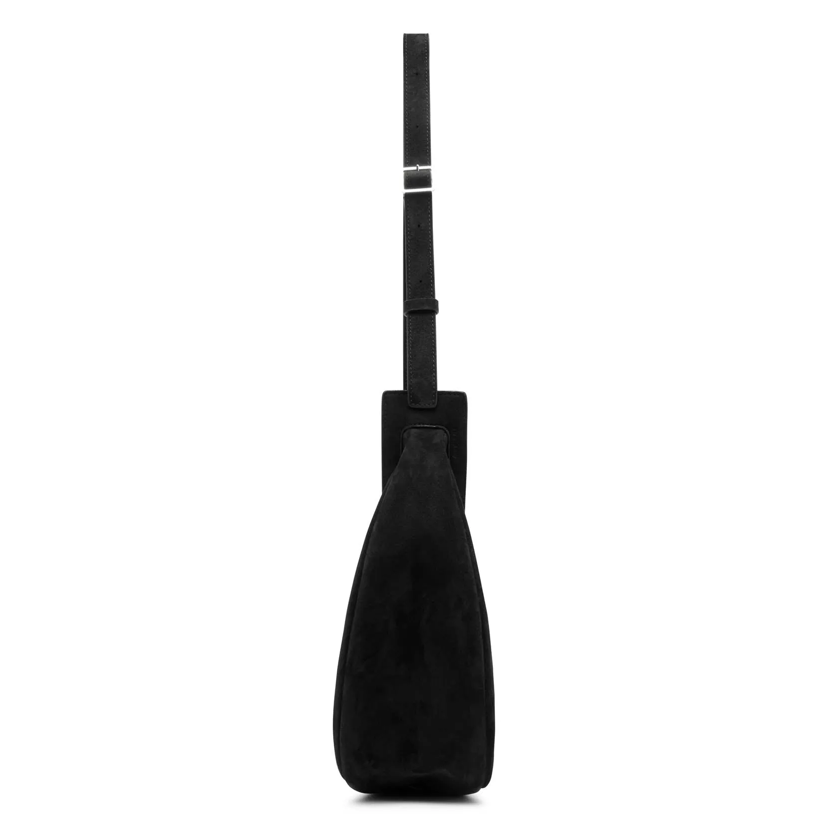 Slouchy banana small black suede shoulder bag