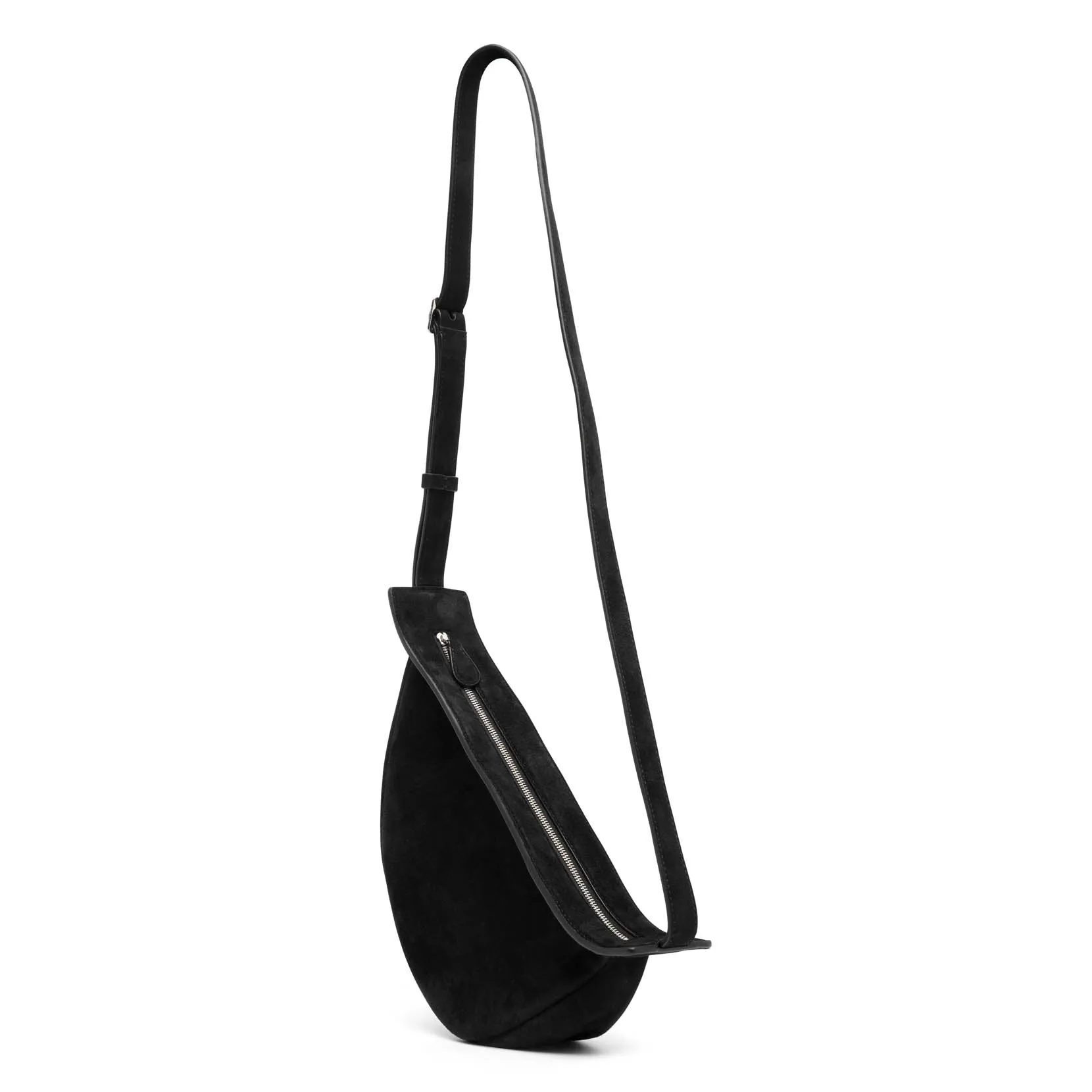 Slouchy banana small black suede shoulder bag