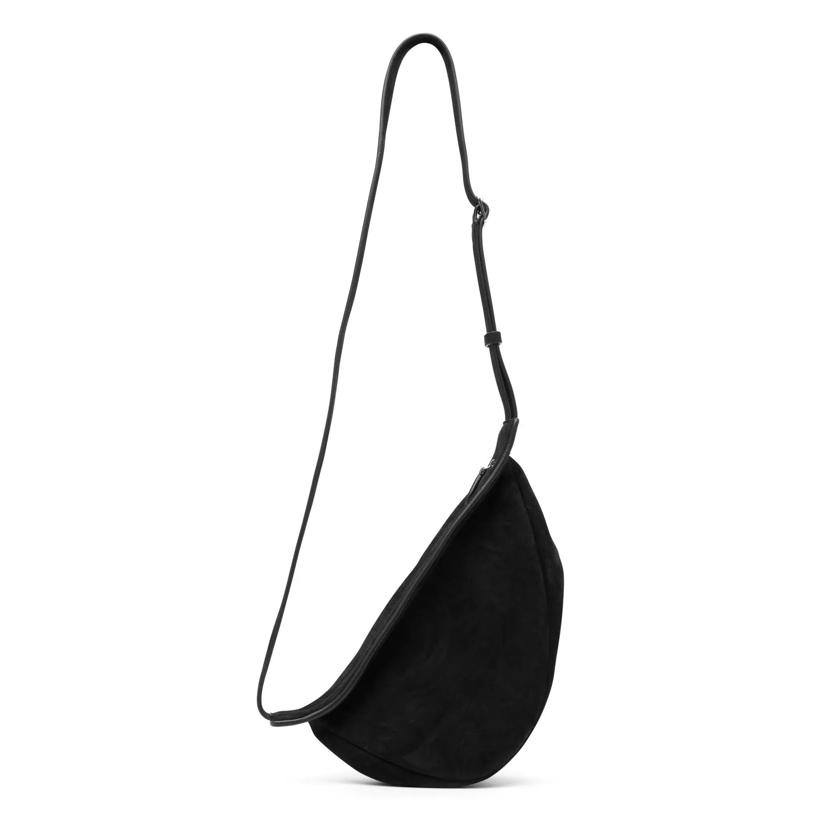 Slouchy banana small black suede shoulder bag