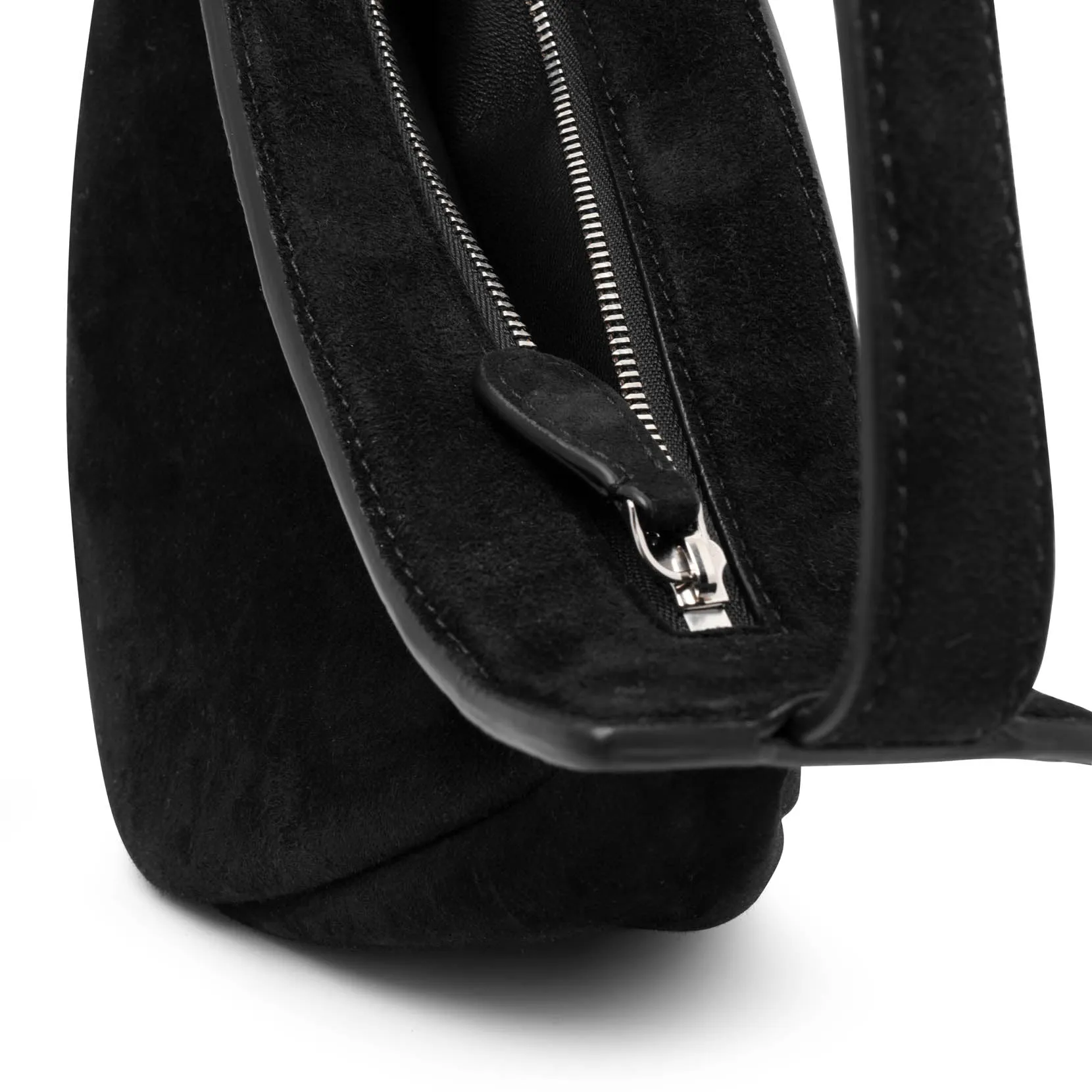 Slouchy banana small black suede shoulder bag