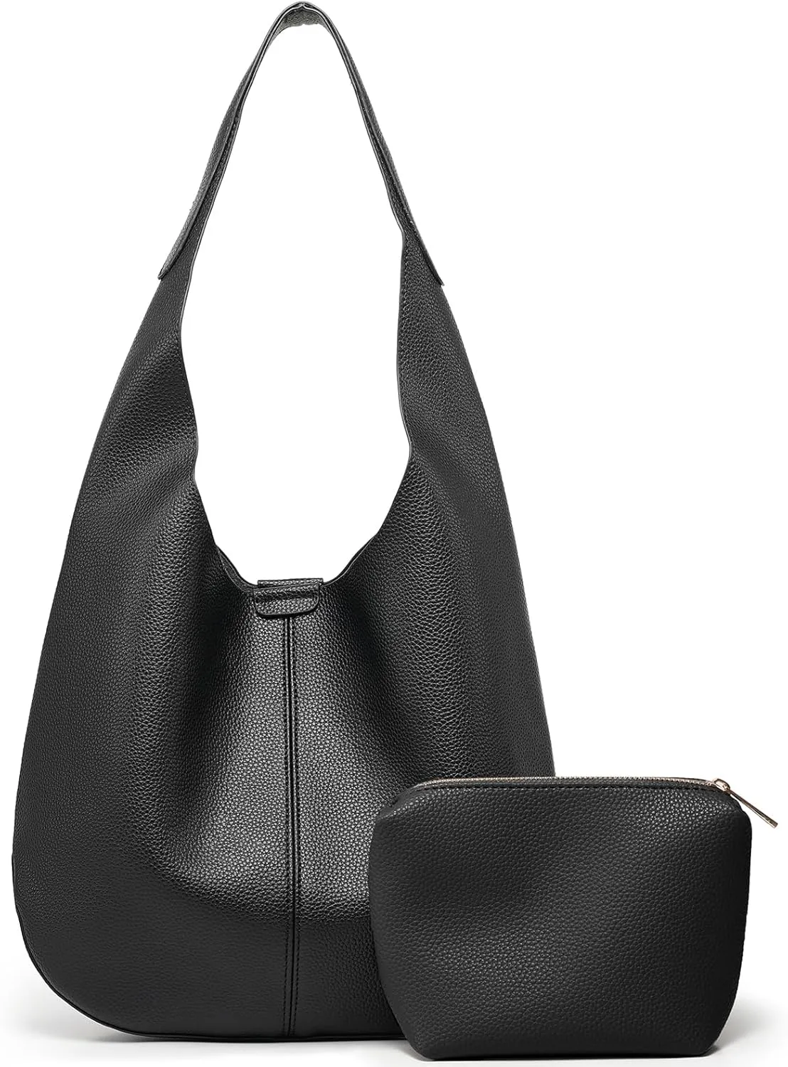 Slouchy Hobo Bags for Women Tote Bag Soft Vegan Leather Shoulder Purses 2 Pcs