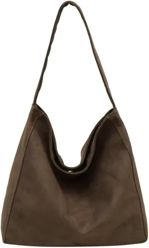 Slouchy Suede Hobo Bag for Women Large Tote Shoulder Bags Carryall Travel Work Handbag Purse Fall Winter