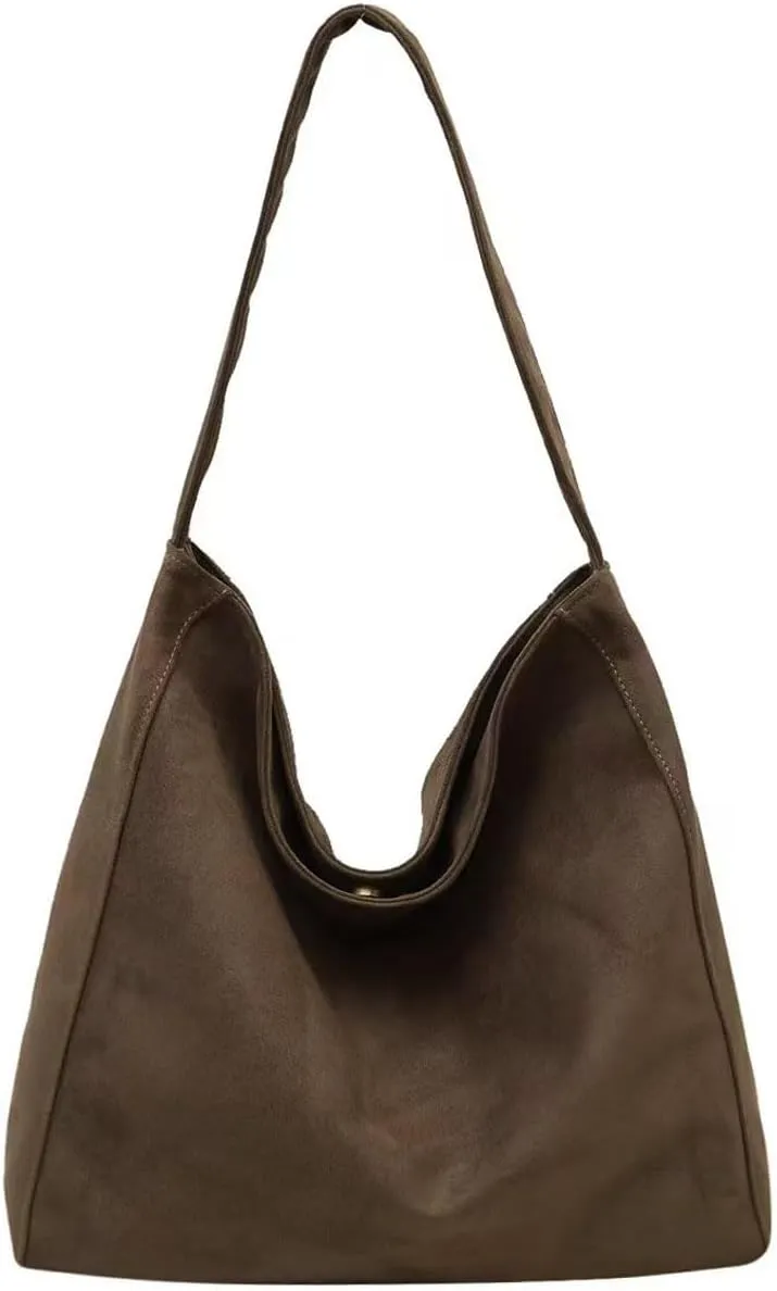 Slouchy Suede Hobo Bag for Women Large Tote Shoulder Bags Carryall Travel Work Handbag Purse Fall Winter