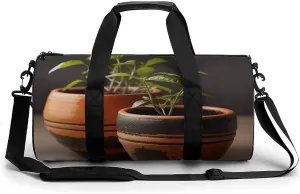 Small Clay Pot Sport Gym Duffle Travel Bag for Women Men Overnight Weekender Bag with Shoe Compartment,Wet Pocket, 17.7in/9in/9in, style