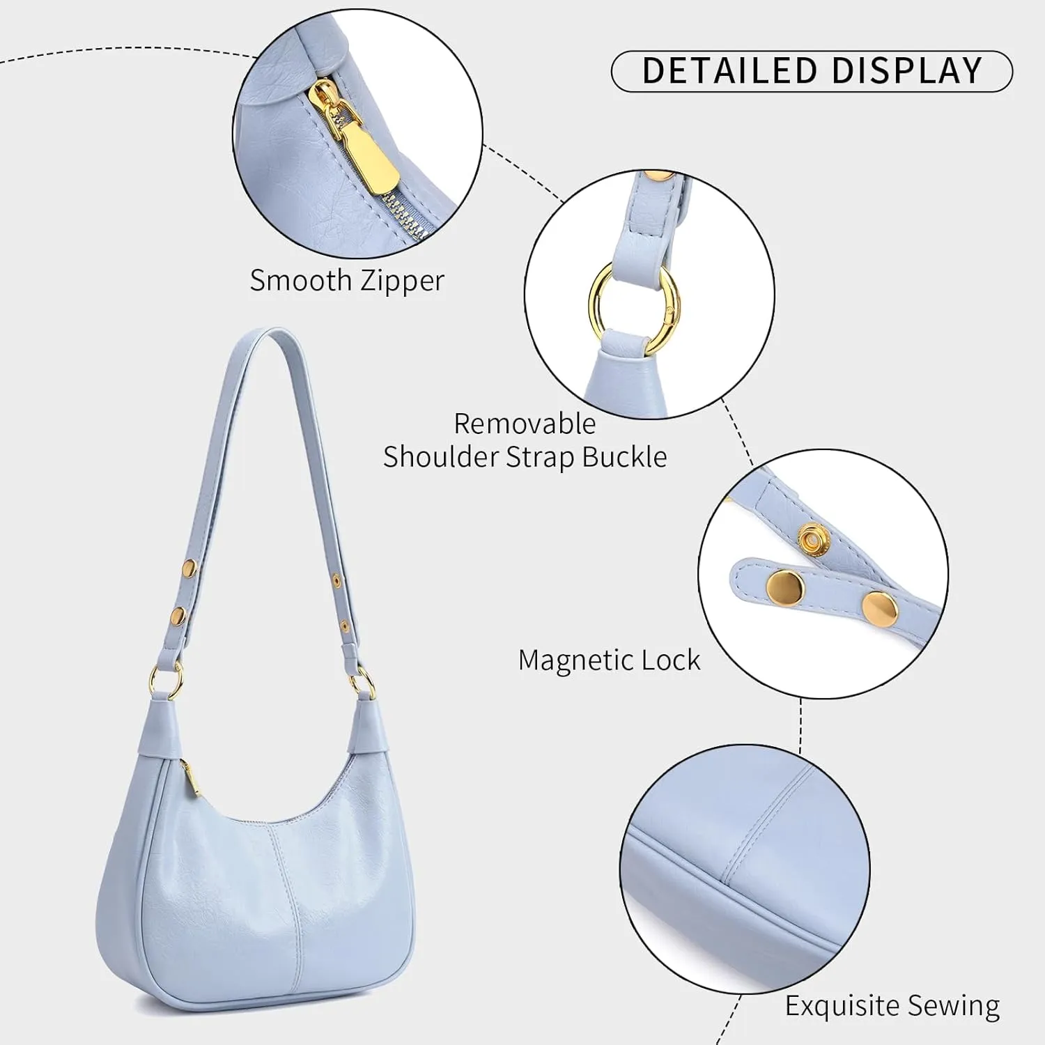 Small Hobo Bags Retro Crescent Shoulder Purse Women Soft Crossbody Handbag