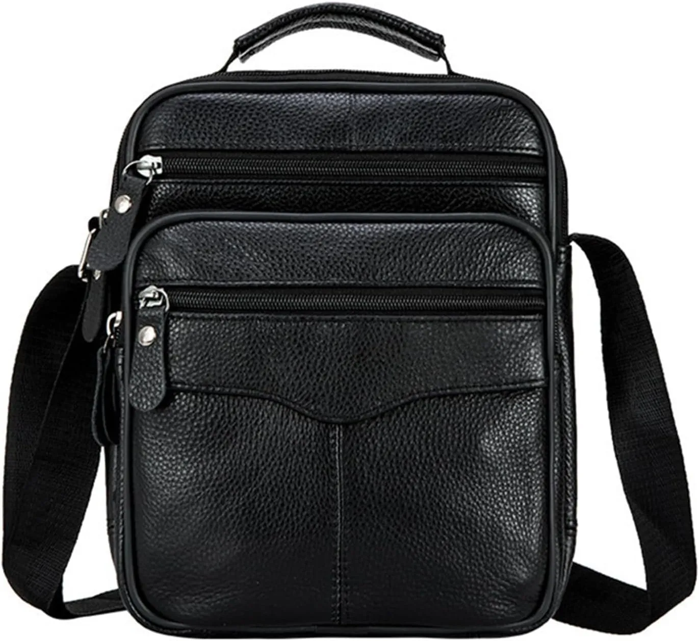 Small Leather Crossbody Messenger Shoulder Bag for Men Women Work Business Adjustable Strap