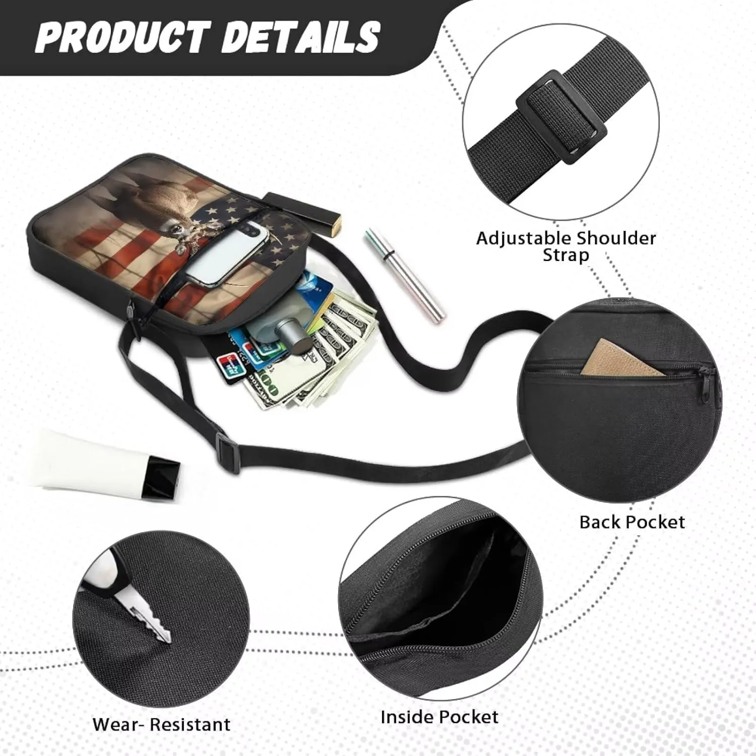 Small Messenger Bag Small Crossbody Bags for Women Men Sling Bag with Adjustable Strap and Pockets