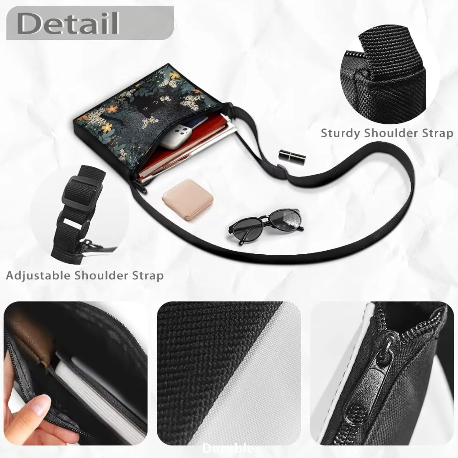 Small Shoulder Bag for Women ＆ Men Adjustable Crossbody Bag with Zipper Closure Trendy Sling Bag for Travel Sports