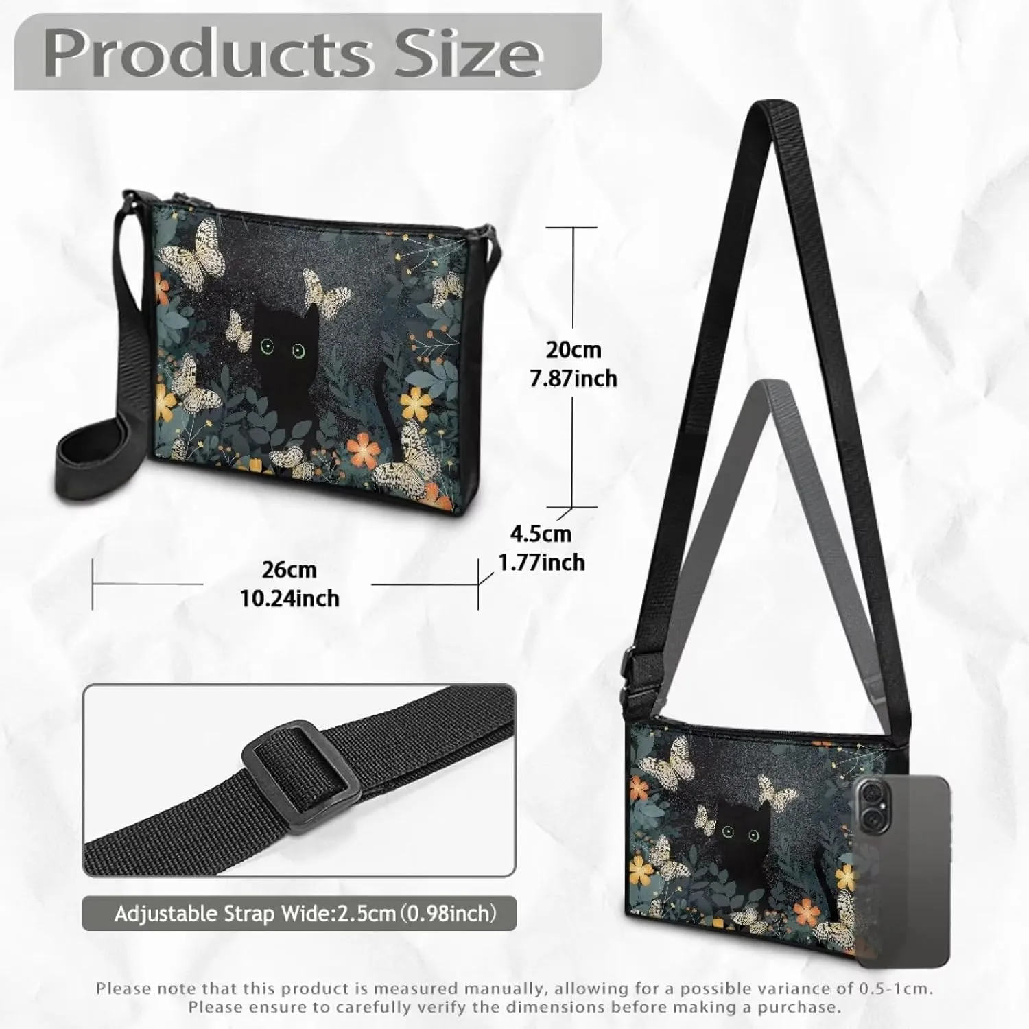 Small Shoulder Bag for Women ＆ Men Adjustable Crossbody Bag with Zipper Closure Trendy Sling Bag for Travel Sports