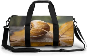 Snail in Leaves Sport Gym Duffle Travel Bag for Women Men Overnight Weekender Bag with Shoe Compartment,Wet Pocket