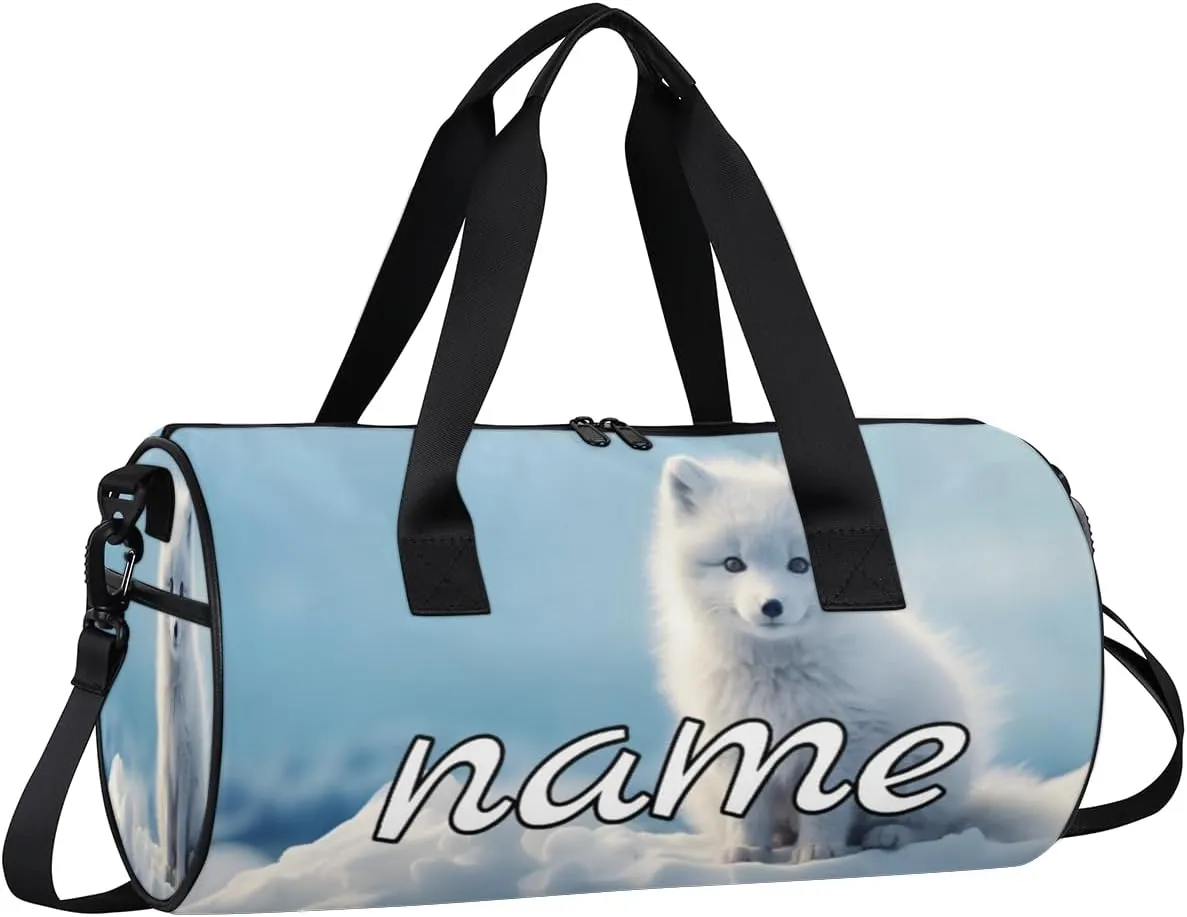 Snow Fox Personalized Dance Bags, Snow Fox Custom Sport Duffel Bag Travel Duffle Bag Overnight Weekender Bag