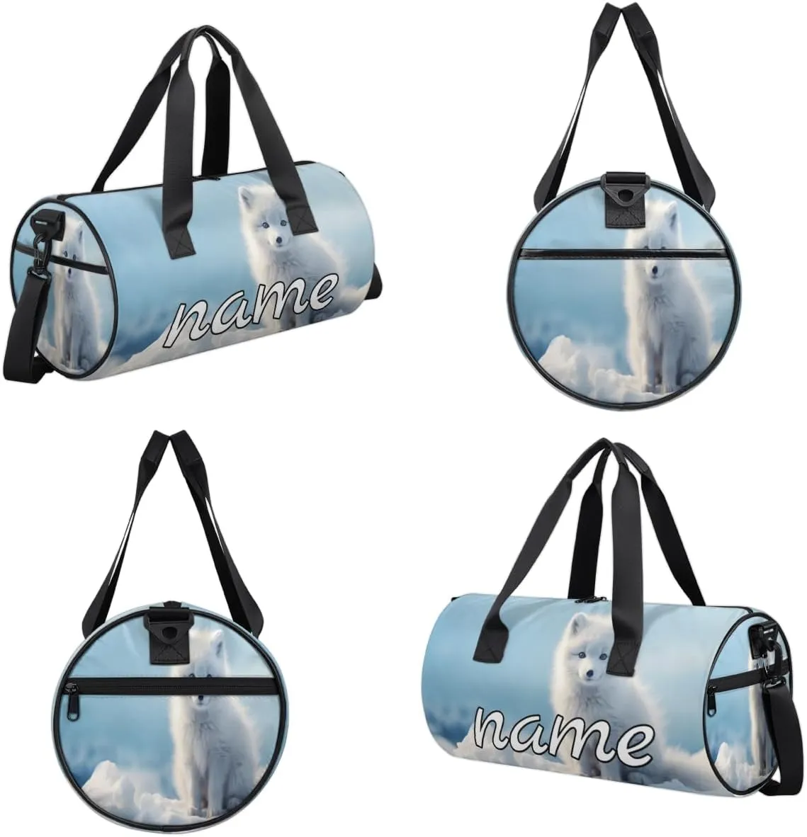 Snow Fox Personalized Dance Bags, Snow Fox Custom Sport Duffel Bag Travel Duffle Bag Overnight Weekender Bag