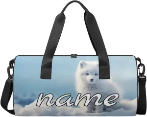 Snow Fox Personalized Dance Bags, Snow Fox Custom Sport Duffel Bag Travel Duffle Bag Overnight Weekender Bag