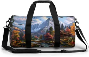Snow Mountain Bear Lightweight Gym Bag for Men Women Travel Duffel Bag Sports Workout Bag with Adjustable Strap