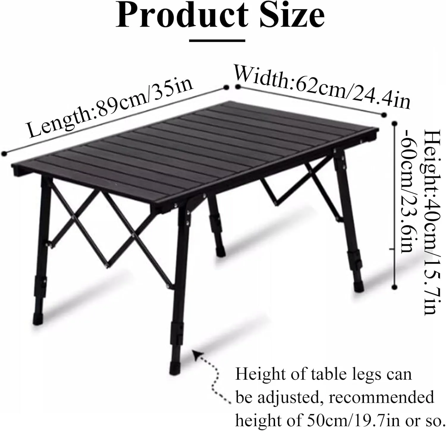 SOBOUR Liftable Camping Table Aluminum Folding Camping Table Roll Up Tables for Camping with Storage Bag Outdoor Portable Design