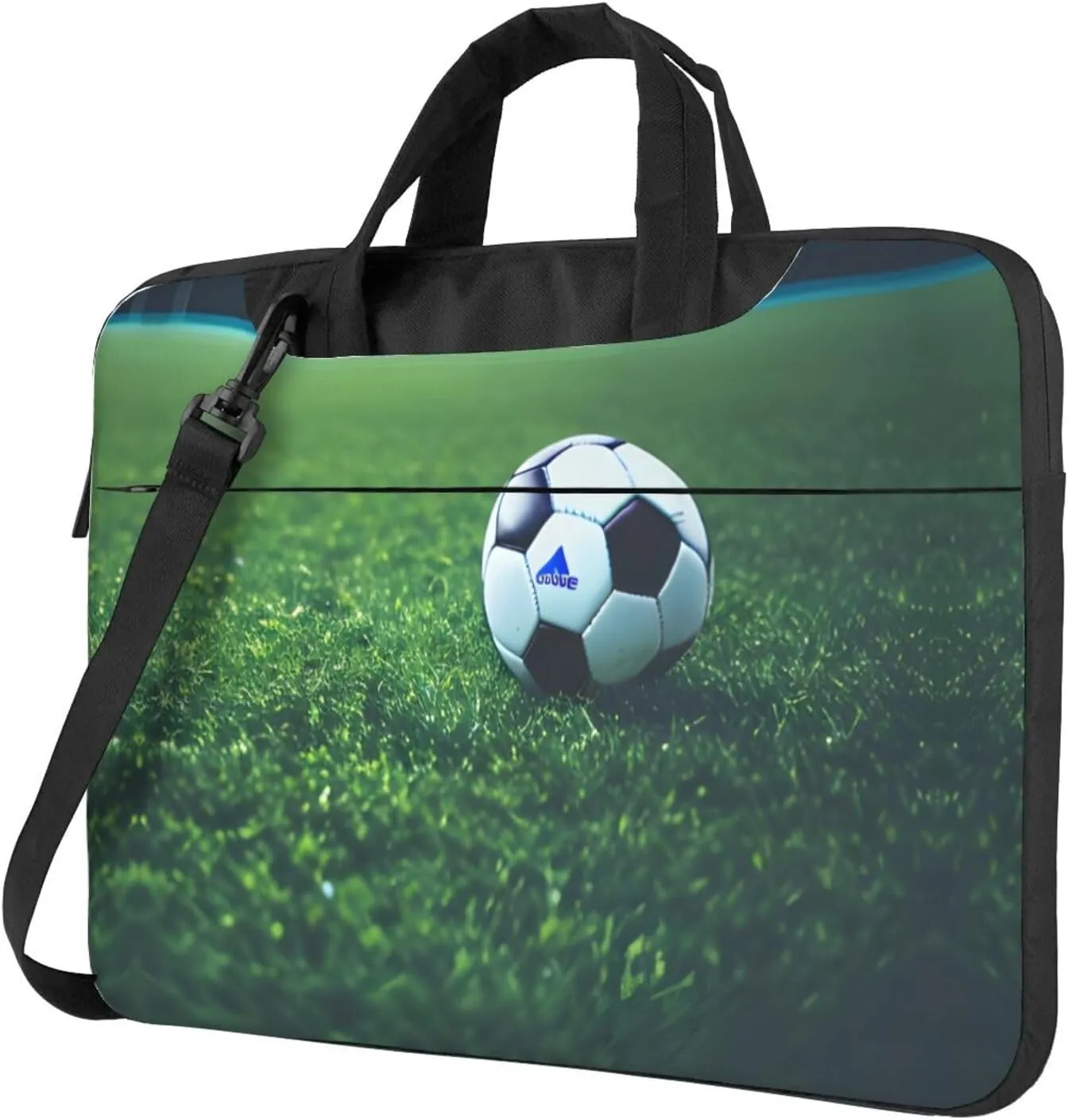 Soccer Ball On Grassy Print Messenger Bag & Case Shoulder Strap Fashionable Laptop Bag for Business Travel