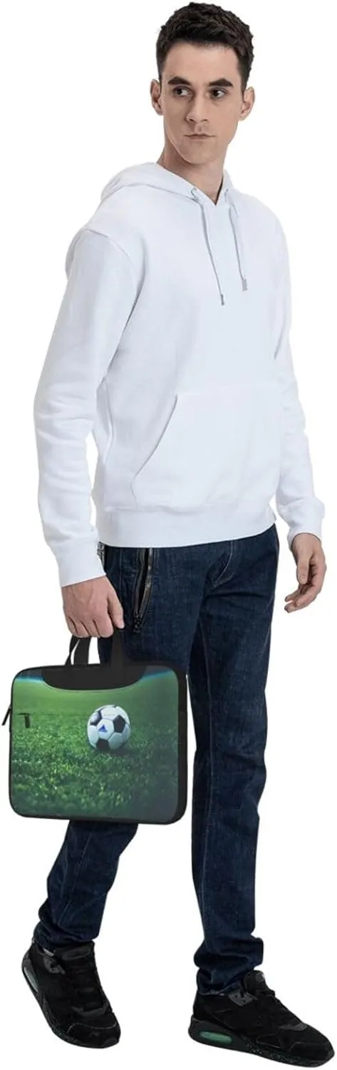 Soccer Ball On Grassy Print Messenger Bag & Case Shoulder Strap Fashionable Laptop Bag for Business Travel