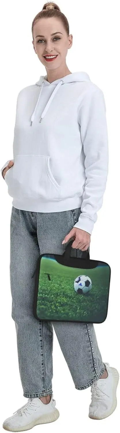 Soccer Ball On Grassy Print Messenger Bag & Case Shoulder Strap Fashionable Laptop Bag for Business Travel