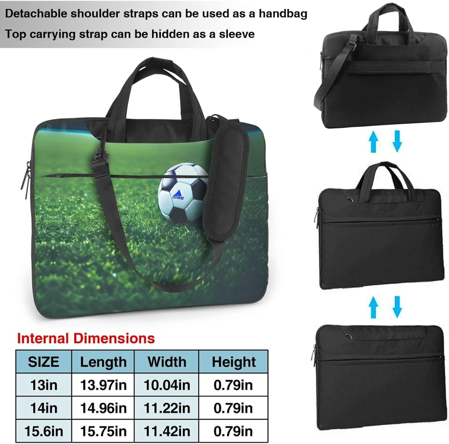 Soccer Ball On Grassy Print Messenger Bag & Case Shoulder Strap Fashionable Laptop Bag for Business Travel