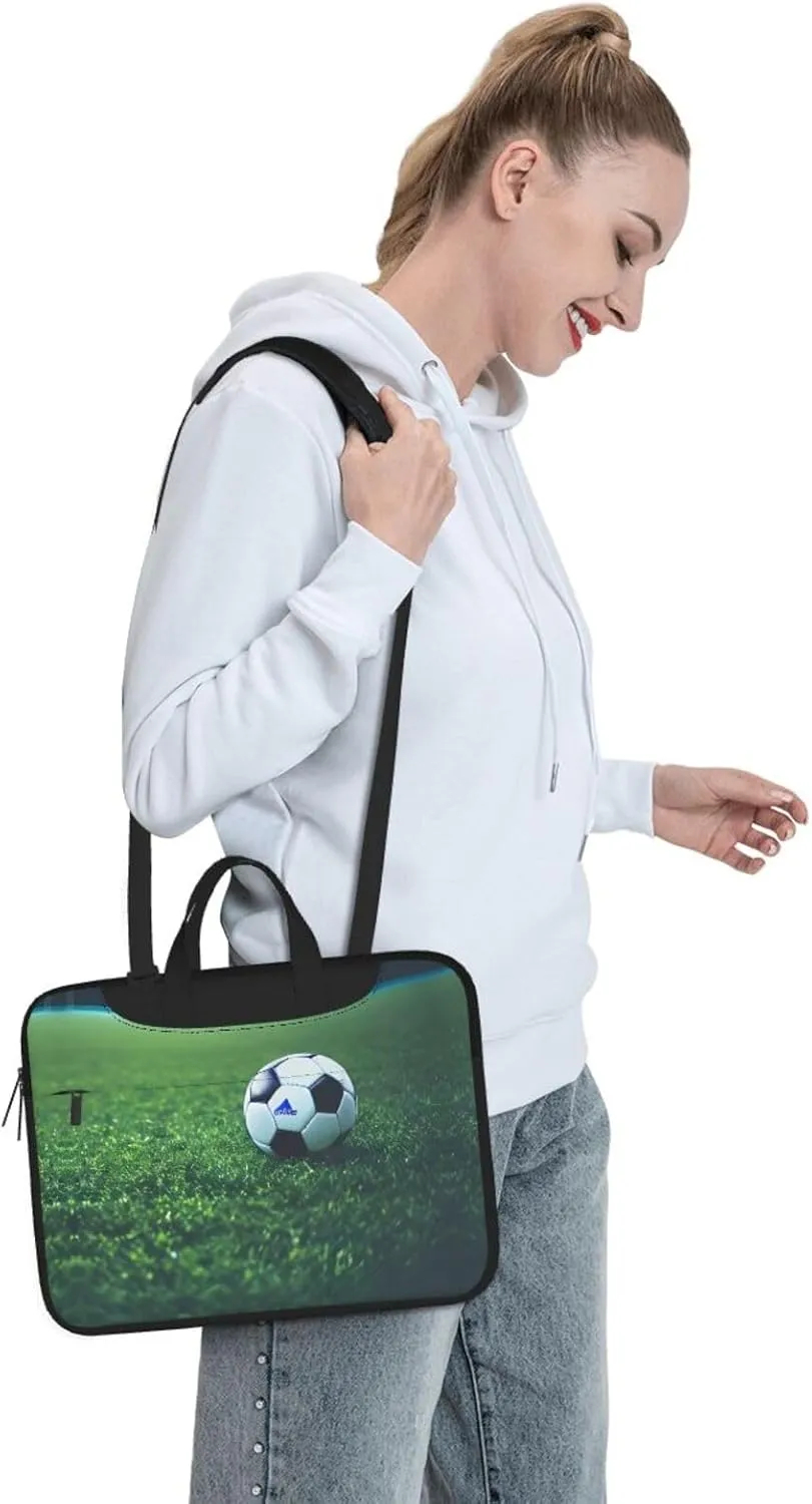 Soccer Ball On Grassy Print Messenger Bag & Case Shoulder Strap Fashionable Laptop Bag for Business Travel