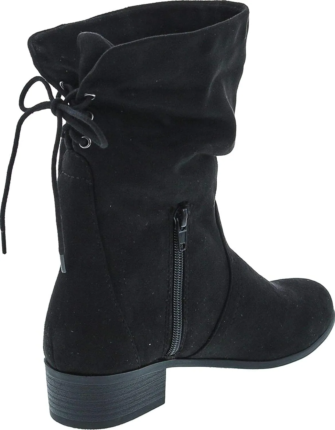 Soda KIMMY ~ Women's High Top Slouchy Ankle Boot Round Toe Foldable Faux Suede