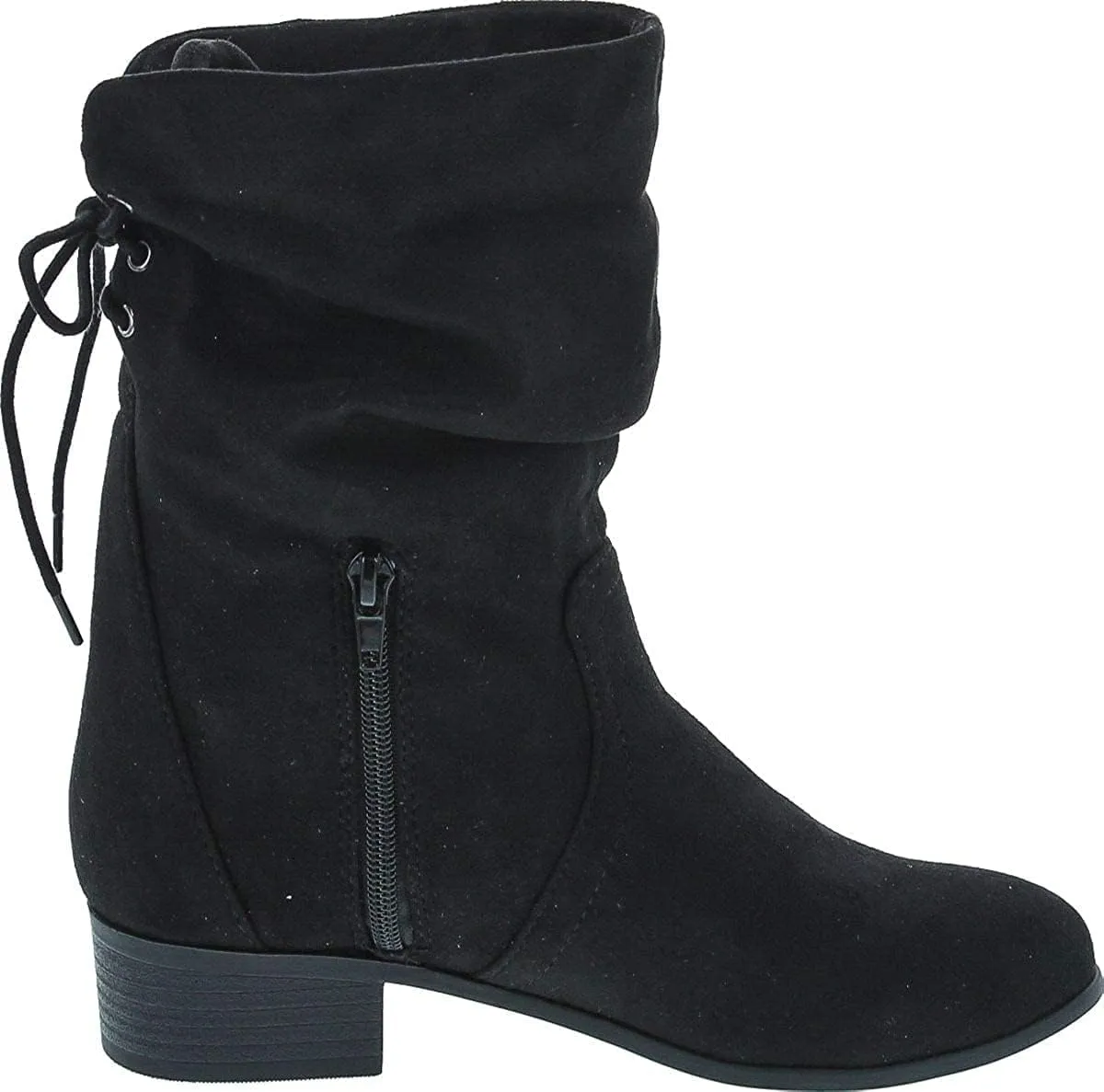 Soda KIMMY ~ Women's High Top Slouchy Ankle Boot Round Toe Foldable Faux Suede