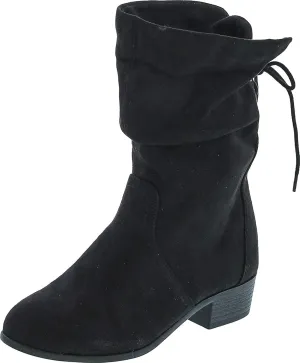 Soda KIMMY ~ Women's High Top Slouchy Ankle Boot Round Toe Foldable Faux Suede