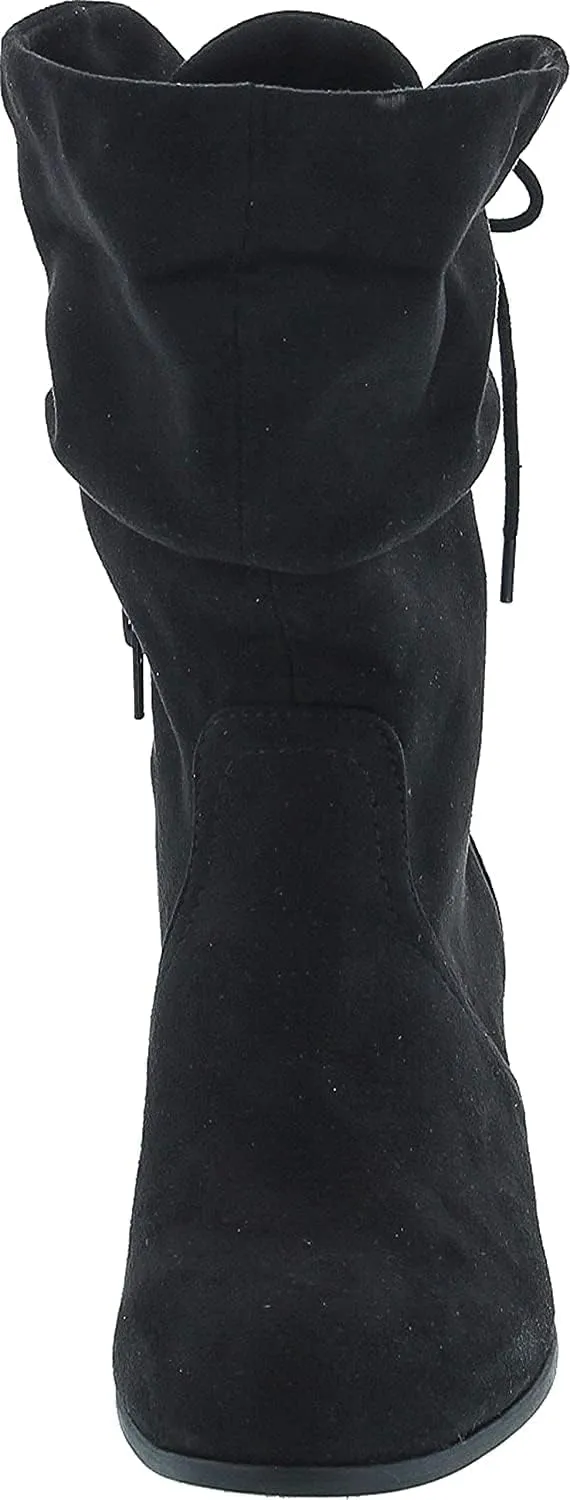 Soda KIMMY ~ Women's High Top Slouchy Ankle Boot Round Toe Foldable Faux Suede