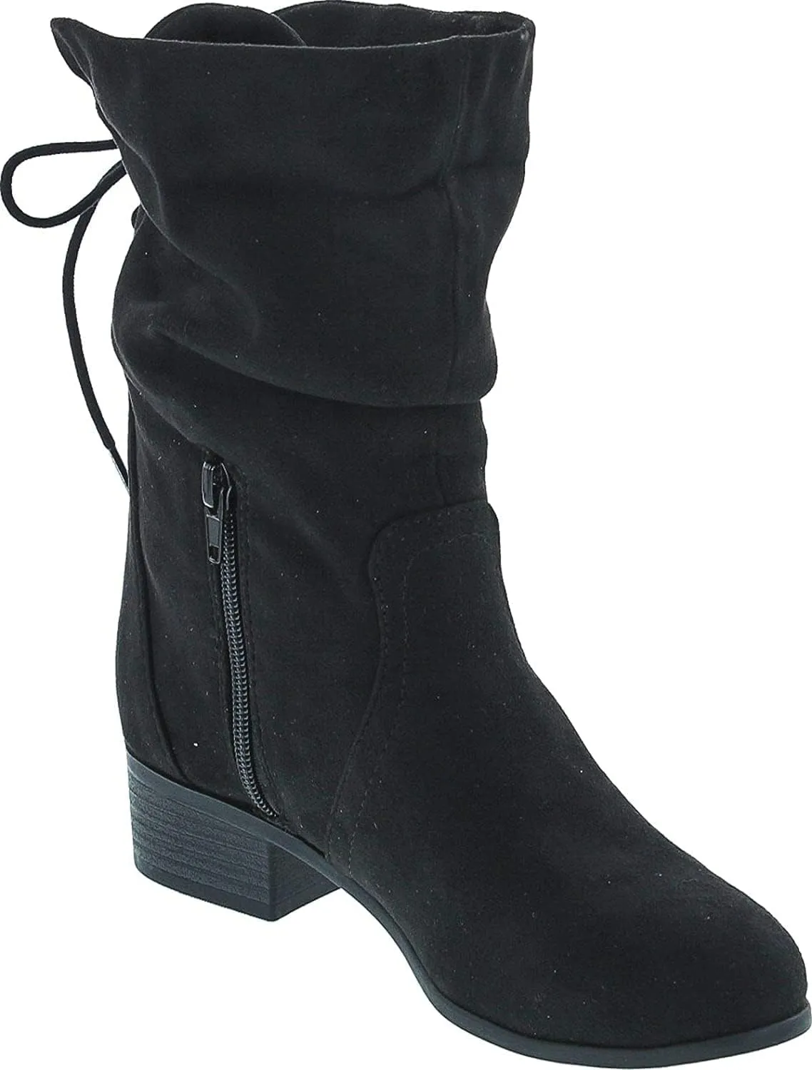 Soda KIMMY ~ Women's High Top Slouchy Ankle Boot Round Toe Foldable Faux Suede