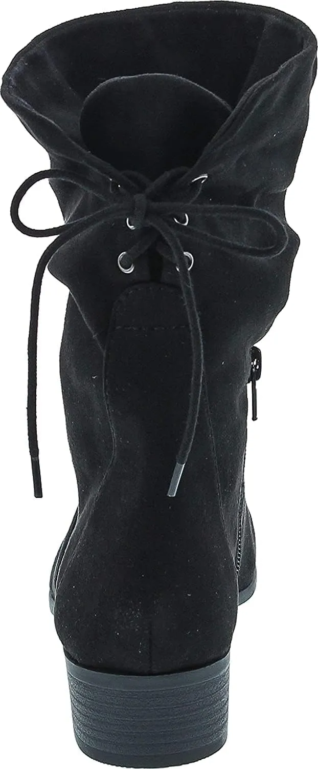 Soda KIMMY ~ Women's High Top Slouchy Ankle Boot Round Toe Foldable Faux Suede
