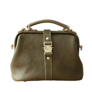 Soft Leather Doctors Bag- Doctor Style Bag, Leather Purse, Off Shoulder Bag, Monogram Leather Bag, Every Day Carry large (Olive)