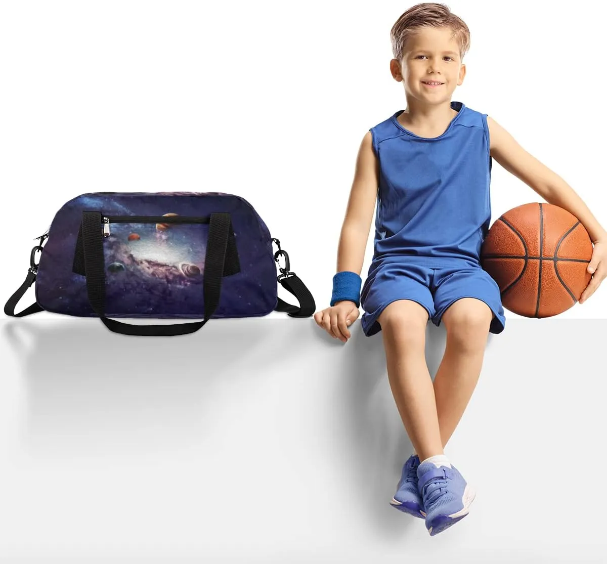 Solar System Planets Kids Duffel Bag for Girls Boys Teens, Planets Oil Painting Dance Bag Overnight Small Duffel Bag Carry On Weekend Sports Gym Travel Bag for School Practice Gymnastics Ballet
