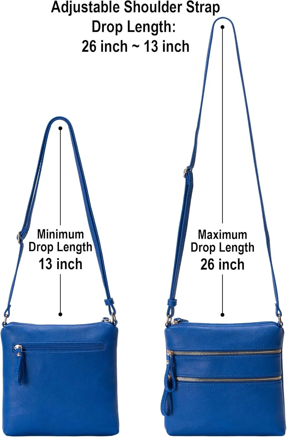 Solene Small Multi Zipper Pocket Crossbody Bag with Adjustable Strap, Lightweight Travel Purse, Daily Small Messenger Pouch