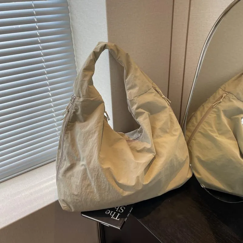 Solid Hobo Shoulder Bag Large Tote Bags For Women Soft Slouchy Handbag Trendy Purse Work Travel