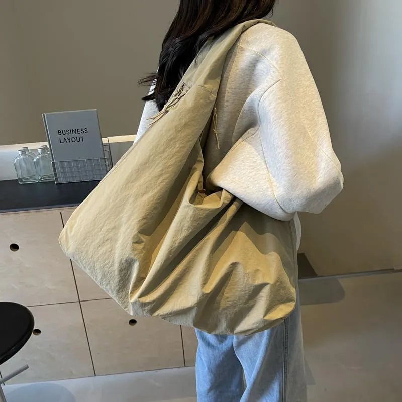 Solid Hobo Shoulder Bag Large Tote Bags For Women Soft Slouchy Handbag Trendy Purse Work Travel