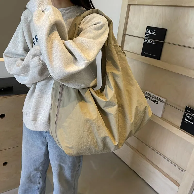 Solid Hobo Shoulder Bag Large Tote Bags For Women Soft Slouchy Handbag Trendy Purse Work Travel