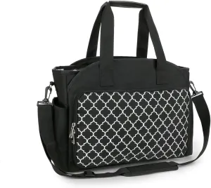 SONARIN Knitting Bag,Portable Yarn Storage Bag Crochet Tote Bag Travel Needlework Projects Organizer Holder for Yarn Crochet Hook Knitting Needles with Removable Shoulder Strap(Black)