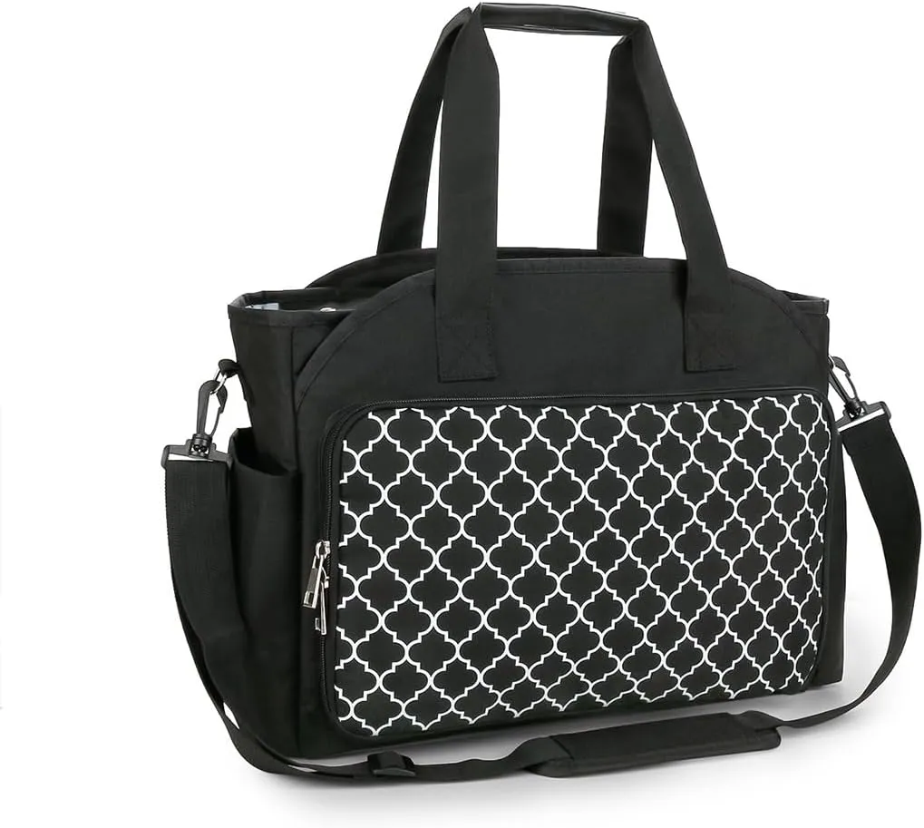 SONARIN Knitting Bag,Portable Yarn Storage Bag Crochet Tote Bag Travel Needlework Projects Organizer Holder for Yarn Crochet Hook Knitting Needles with Removable Shoulder Strap(Black)