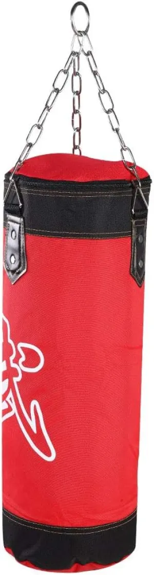 Sorandy Empty Training Boxing Sandbag, Oxford Cloth Material, Shock Absorbing Punching Bag, Kickboxing Sand Bag with Metal Chain, for Hand and Foot Development (Red), 60CM
