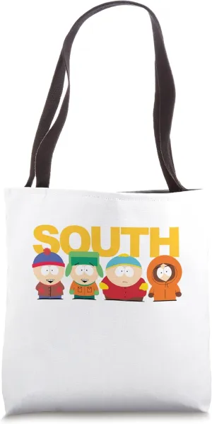 South Park Gang on top of logo Tote Bag