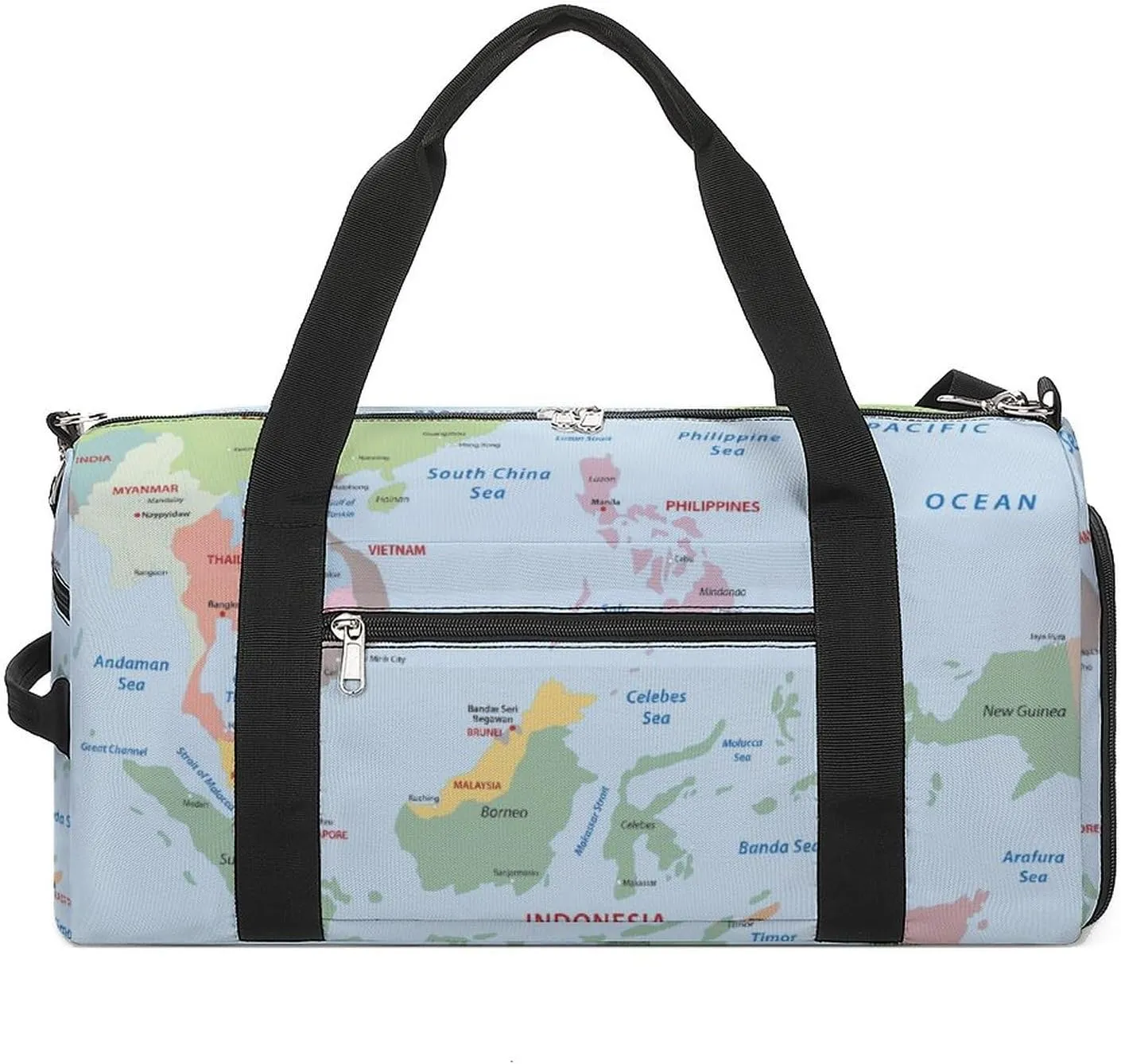 Southeast Asia Map Sports Tote Gym Bag for Women Men, Overnight Bag with Shoe Compartment Water Resistant
